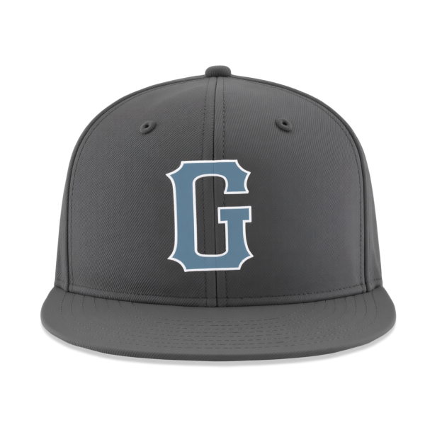 Custom Dark Grey & Blue/White Stitched Adjustable Snapback Hat