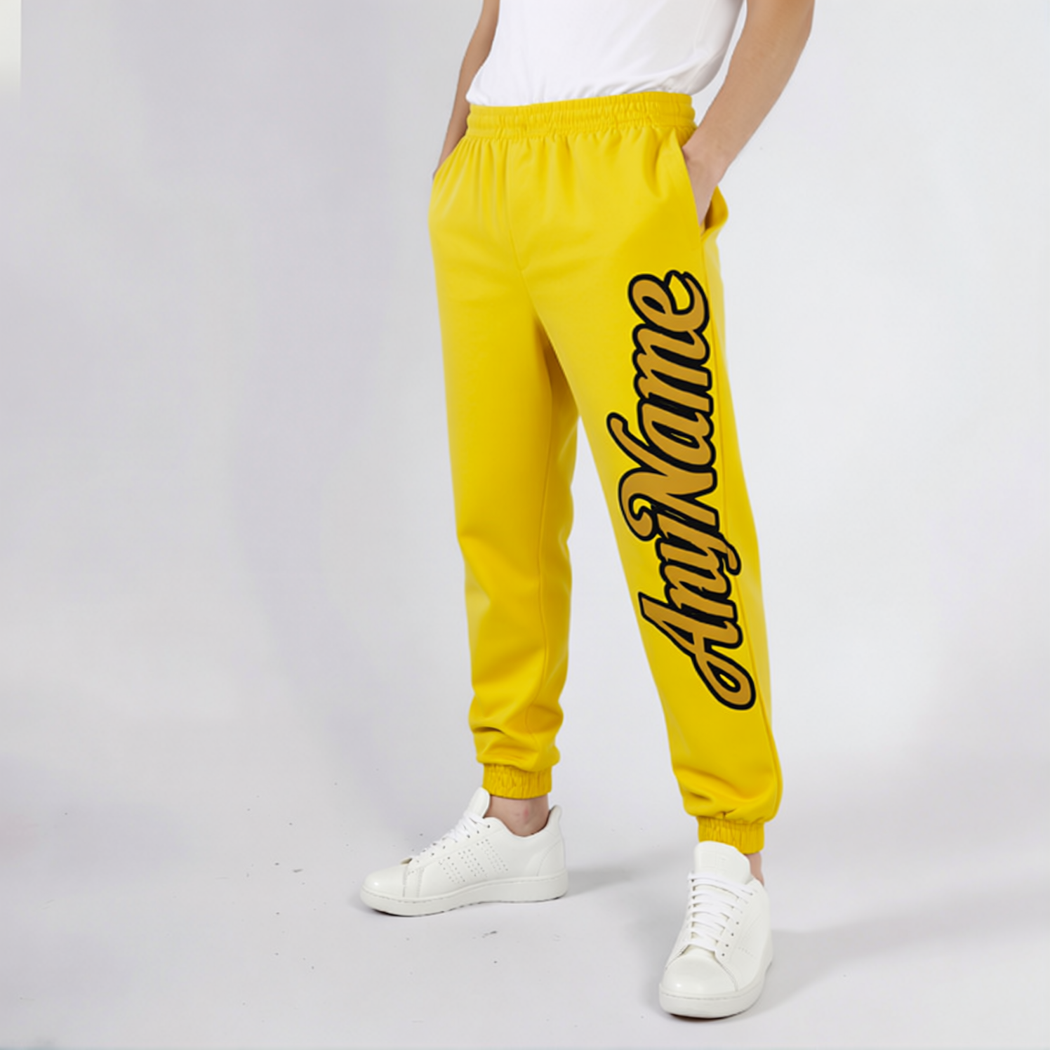 Custom Yellow & Gold/Black Fleece Jogger Sweatpants