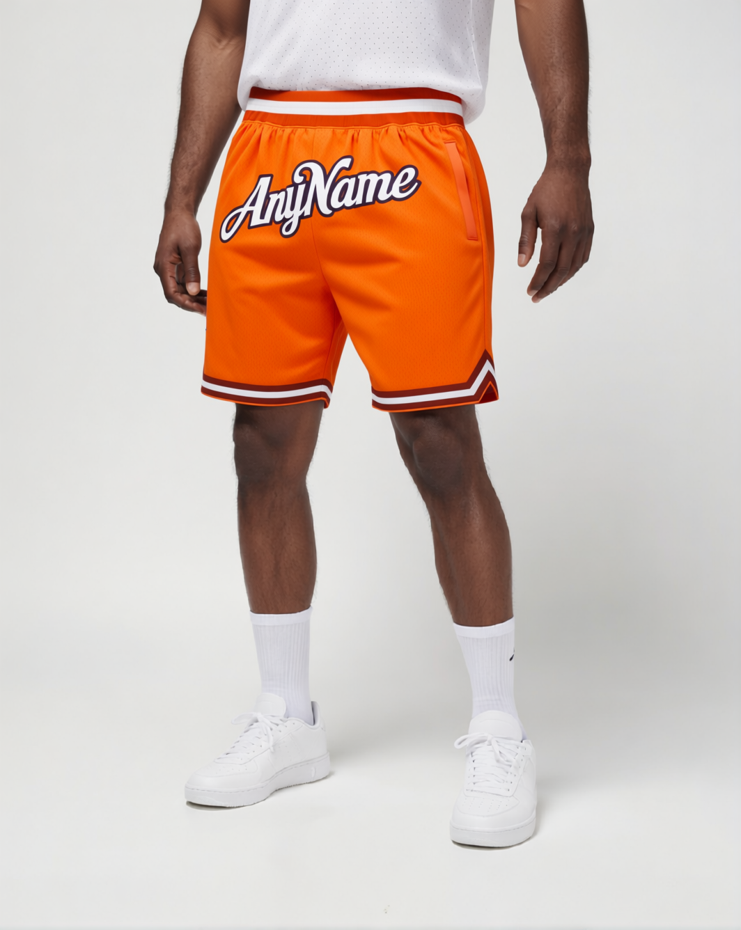 Custom Orange & White/Black Throwback Shorts