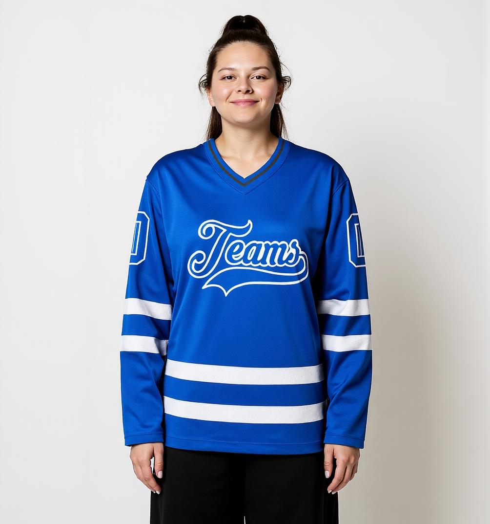 Custom Royal Blue & White Hockey Jersey