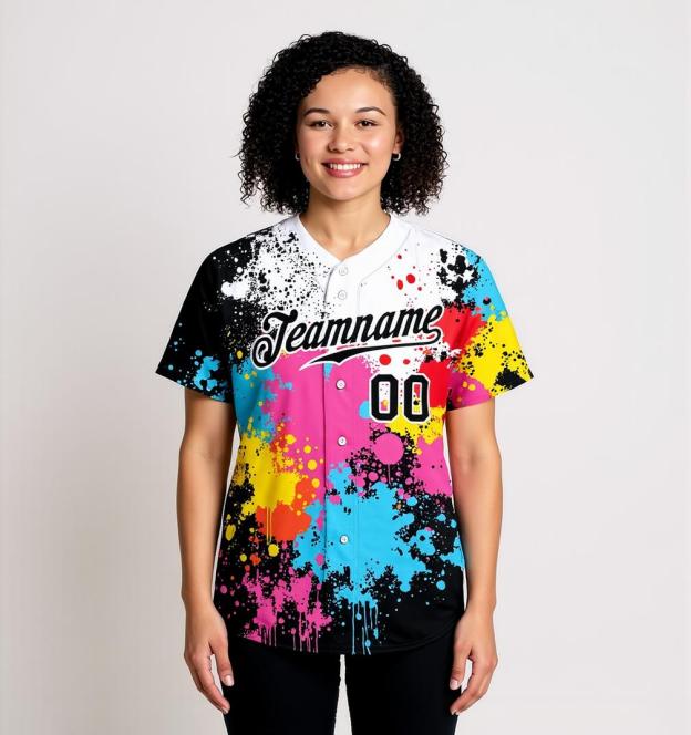 Custom Splashes White&Black Baseball Jersey