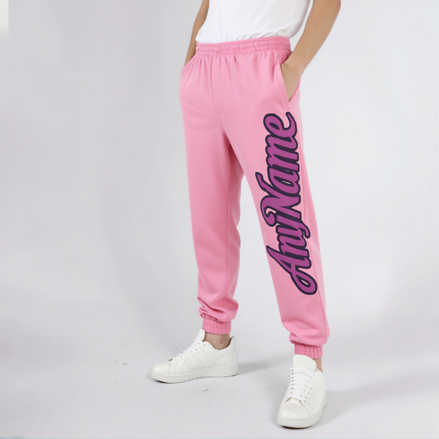 Custom Pink & Purple/Black Fleece Jogger Sweatpants