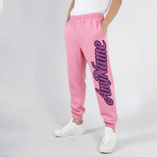 Custom Pink & Purple/Black Fleece Jogger Sweatpants