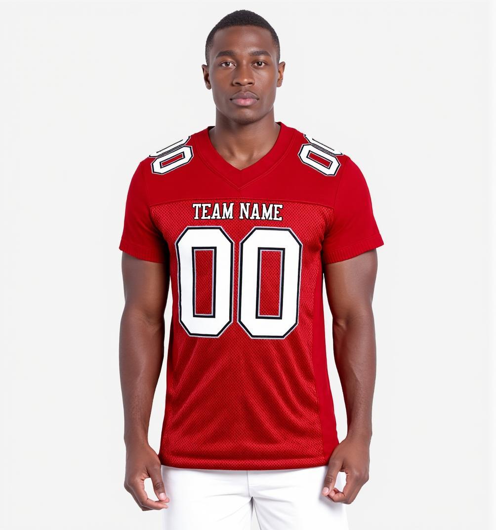 Custom Red & White/Black Football Jersey