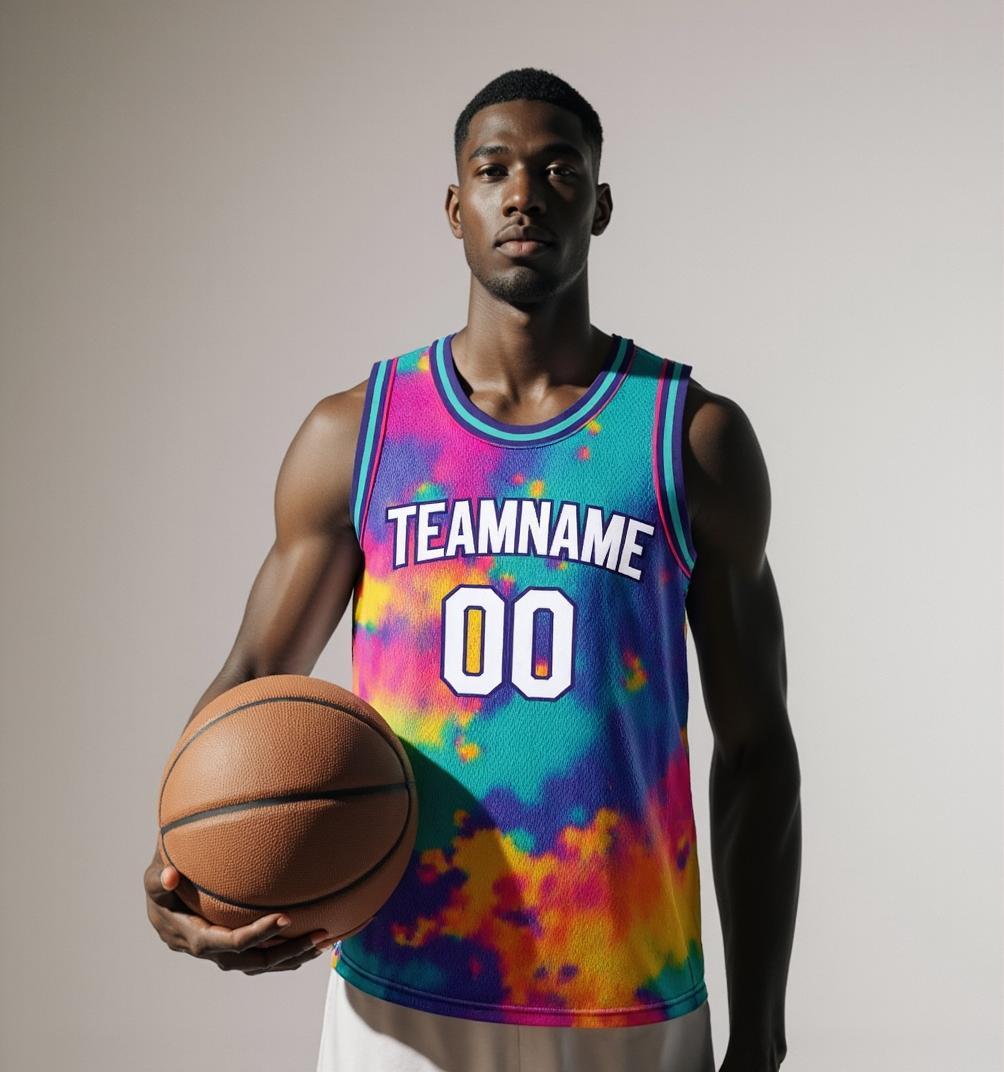 Custom Tie Dyes White & Purple Basketball City Edition Jersey