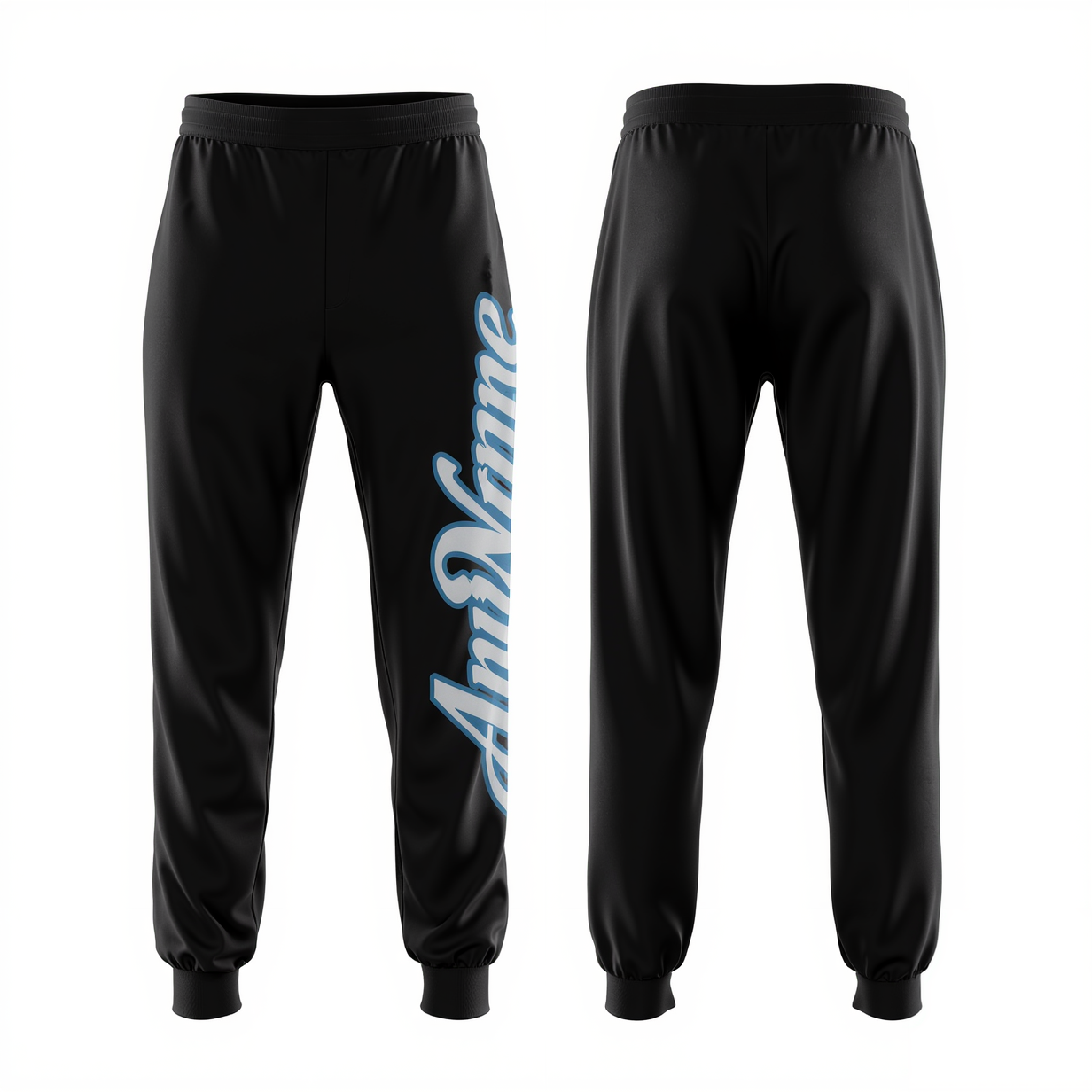 Custom Black & White/Blue Fleece Jogger Sweatpants