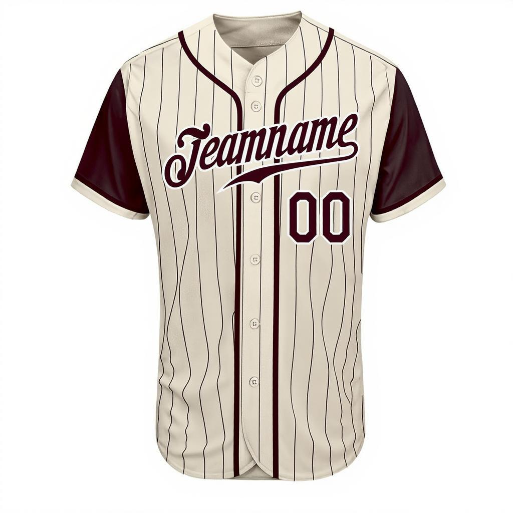 Custom White Black Pinstripes Brown&White Raglan Sleeves Baseball Jersey