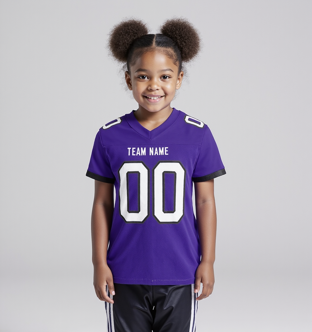 Custom Purple & White/Black Football Jersey