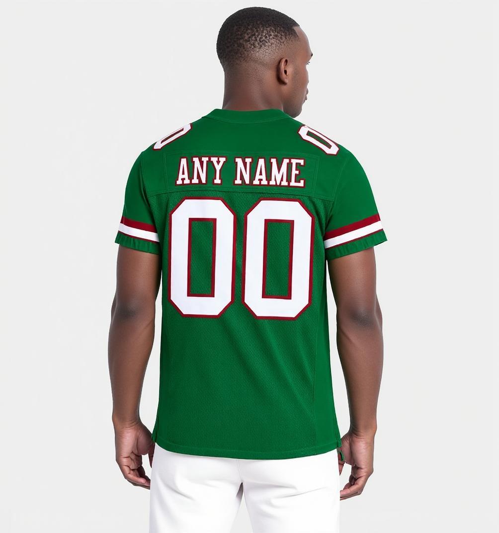Custom Kelly Green & White/Burgundy Football Jersey