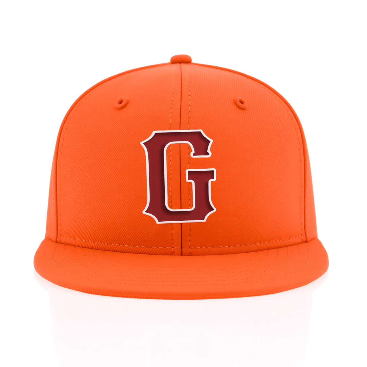 Custom Orange & Burgundy/White Stitched Adjustable Snapback Hat