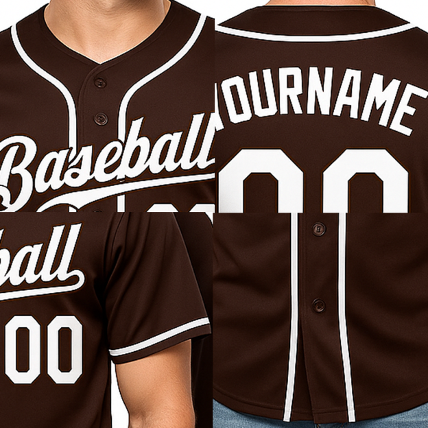 Custom Brown & White Baseball Jersey