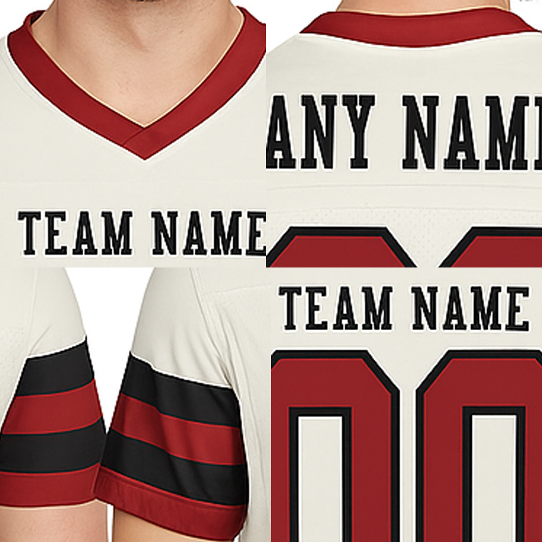 Custom White & Red/White Throwback Football Jersey