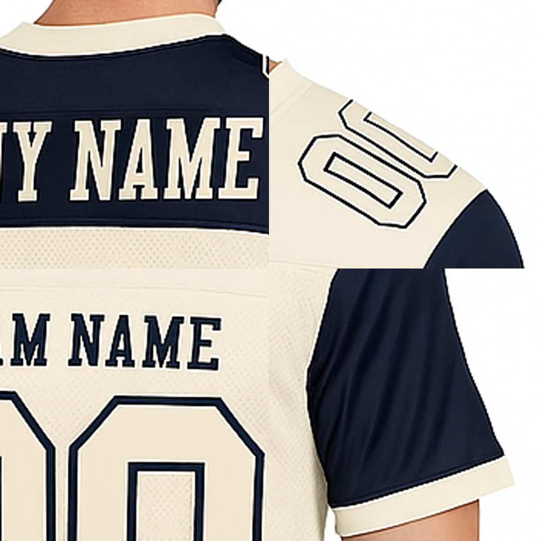 Custom Cream & Navy Football Jersey