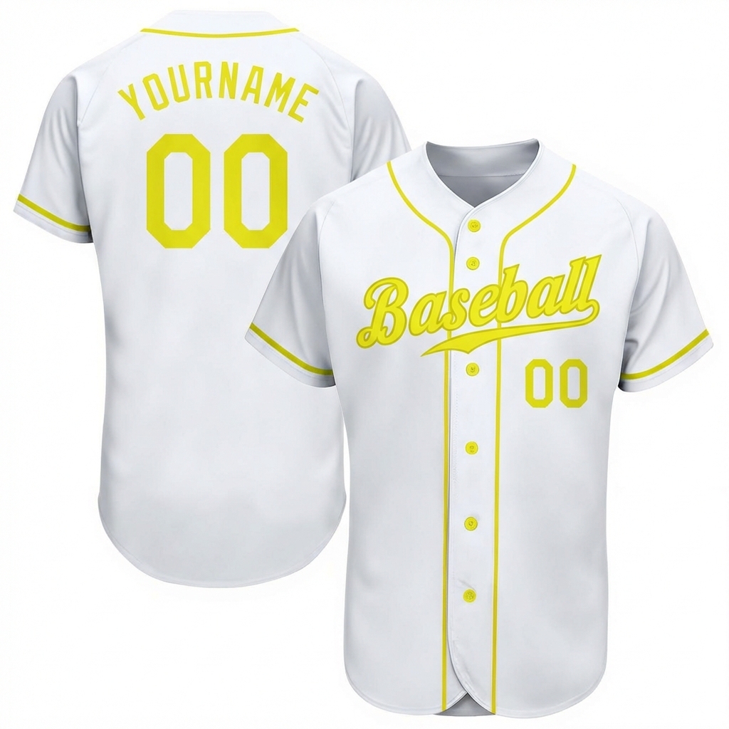 Custom White & Yellow Baseball Jersey