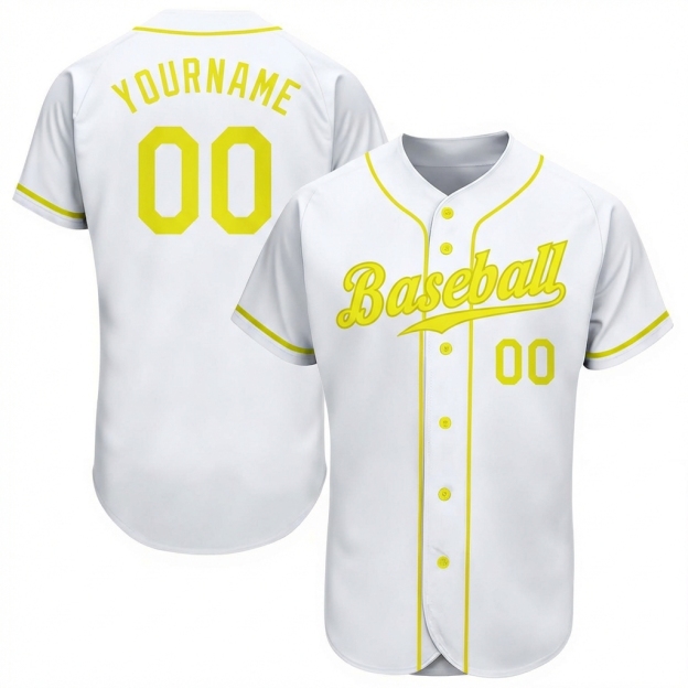Custom White & Yellow Baseball Jersey