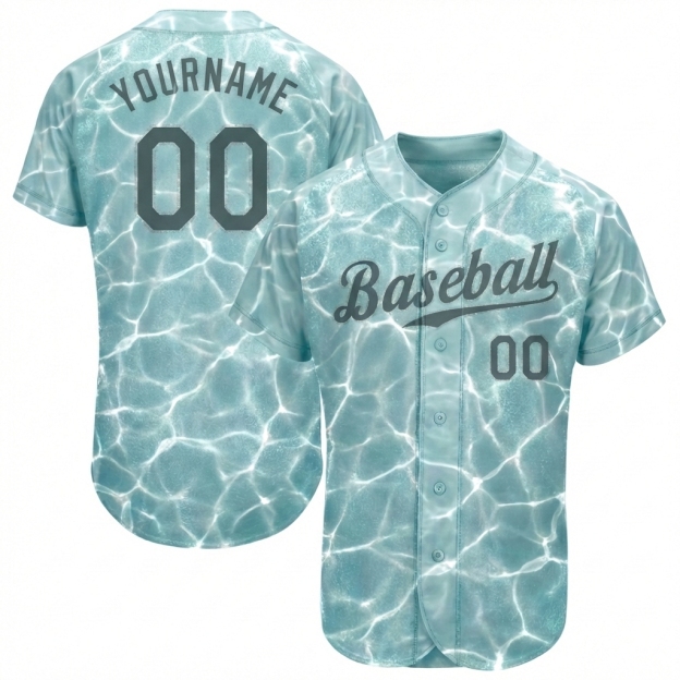 Custom Light Blue & Teal 3D Pattern Baseball Jersey