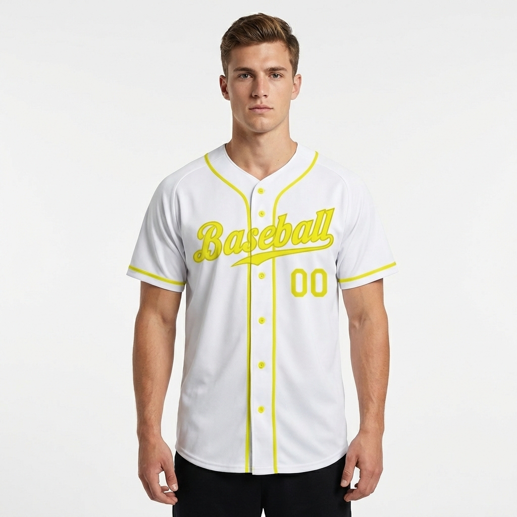 Custom White & Yellow Baseball Jersey