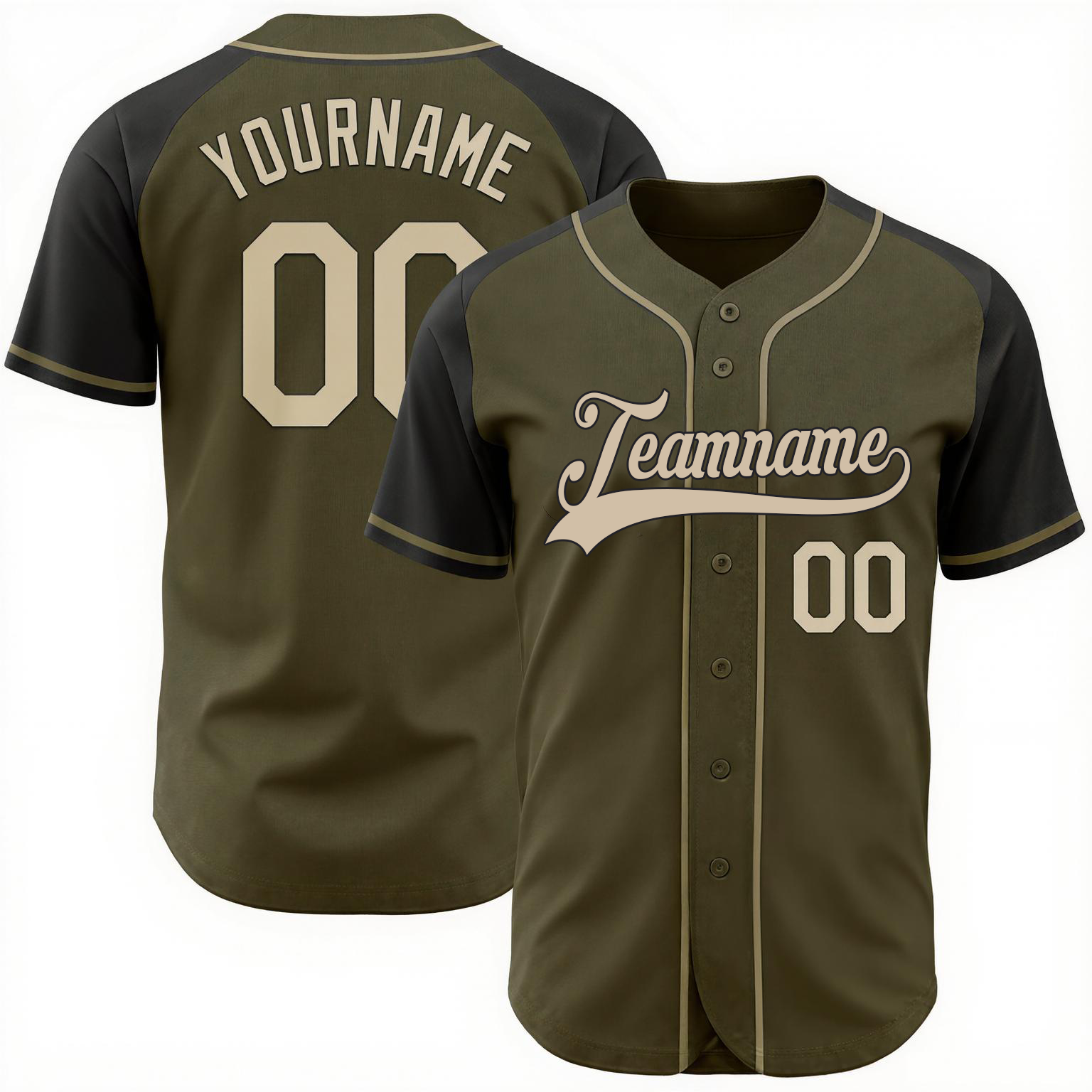 Custom Vintage Olive & Black-White Baseball Jersey