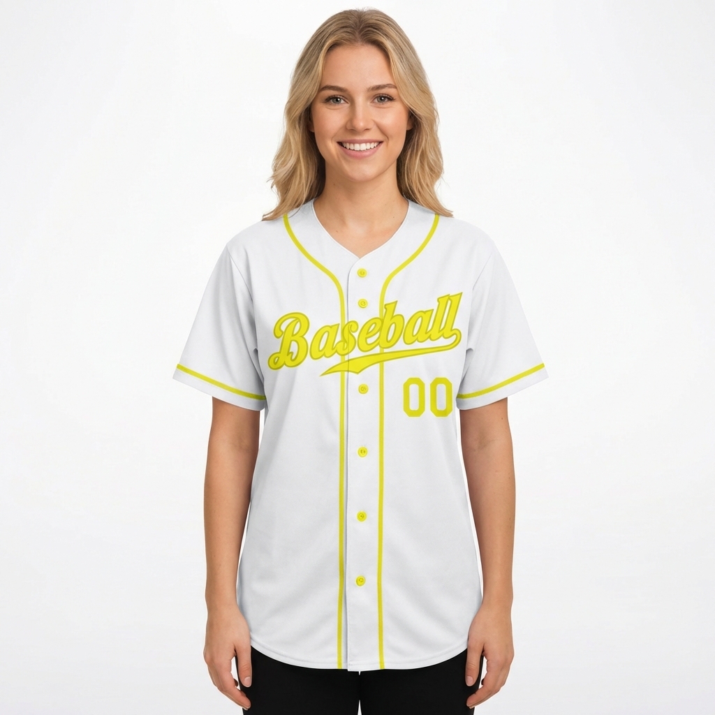 Custom White & Yellow Baseball Jersey