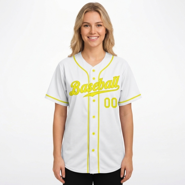Custom White & Yellow Baseball Jersey