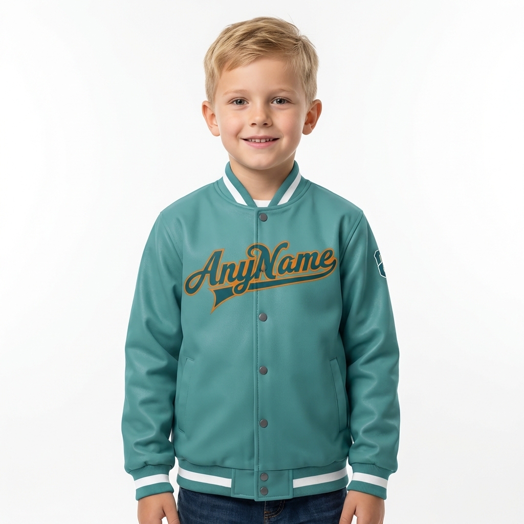 Custom Aqua & Orange/White Full-Snap Fleece Jacket