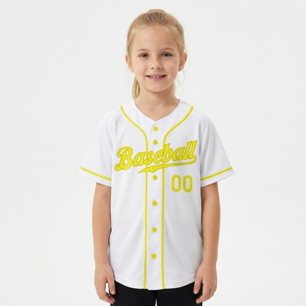 Custom White & Yellow Baseball Jersey
