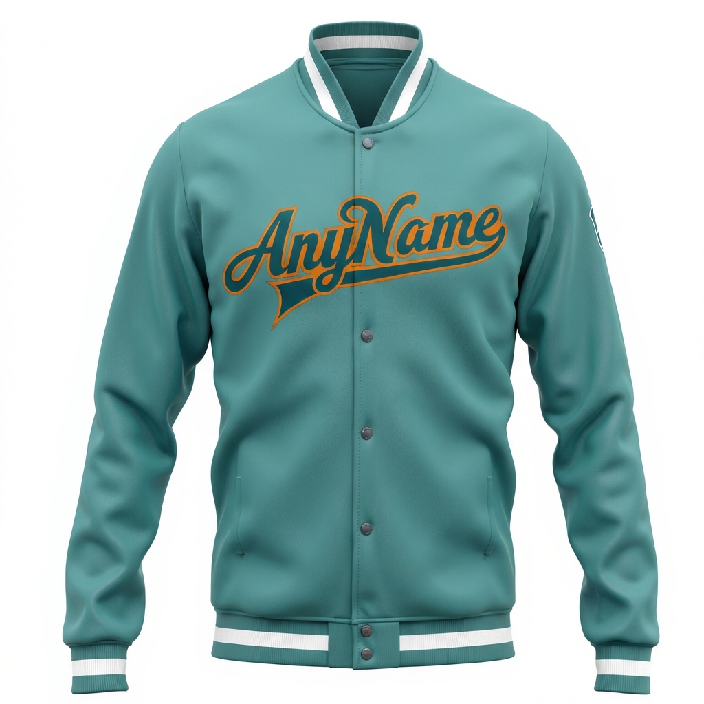 Custom Aqua & Orange/White Full-Snap Fleece Jacket