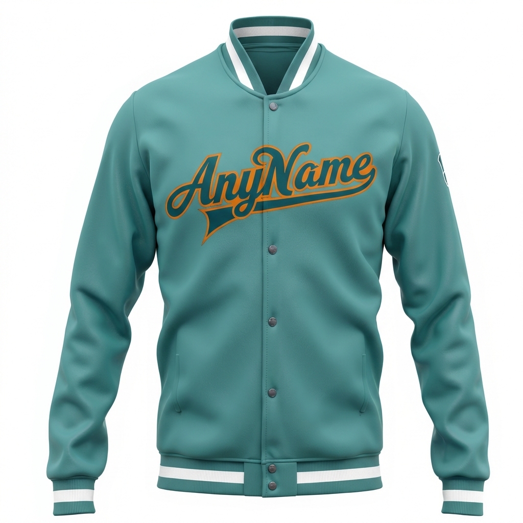Custom Aqua & Orange/White Full-Snap Fleece Jacket
