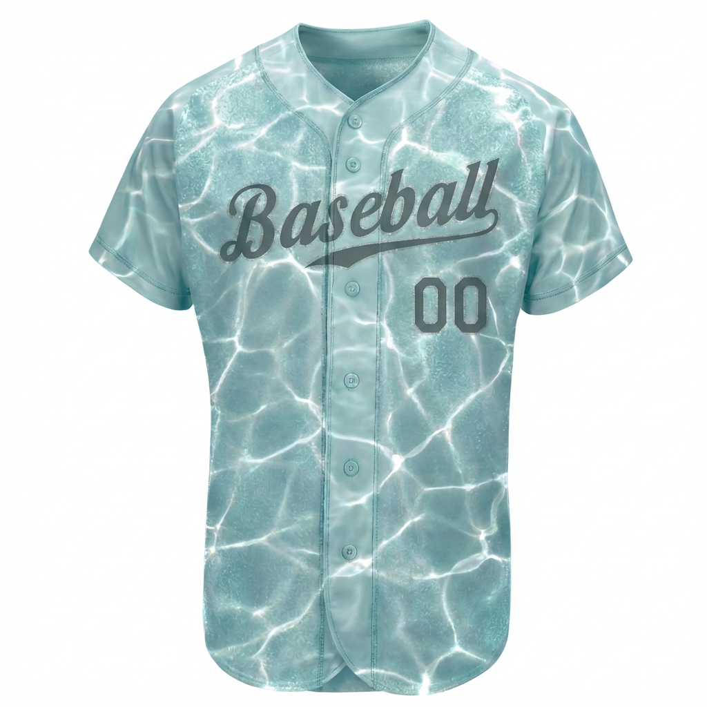 Custom Light Blue & Teal 3D Pattern Baseball Jersey