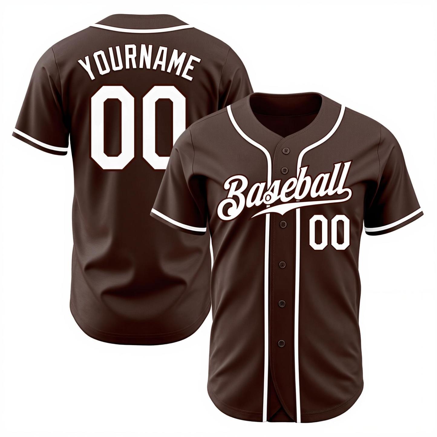Custom Brown & White Baseball Jersey