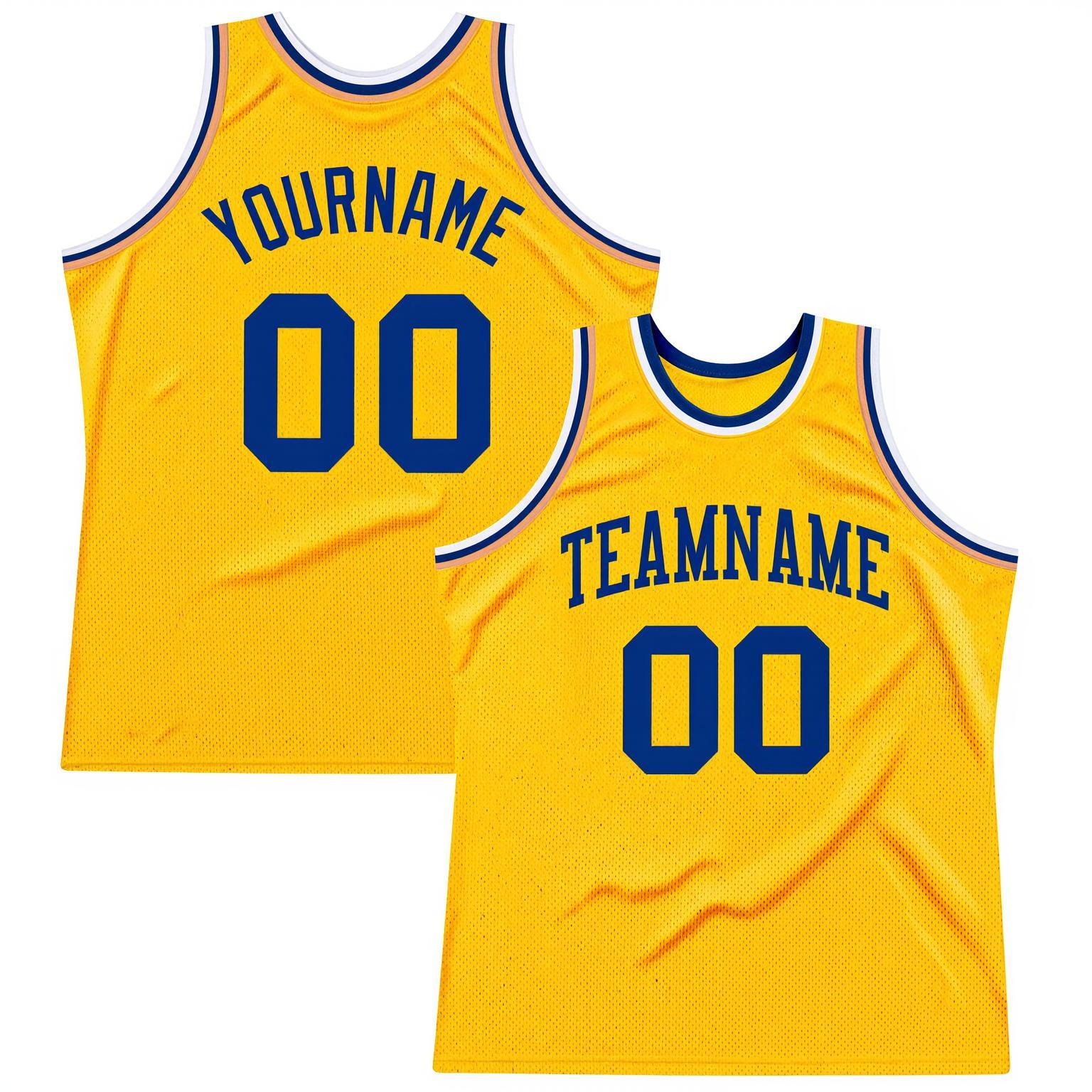 Custom Yellow & Royal Blue Basketball Throwback Jersey