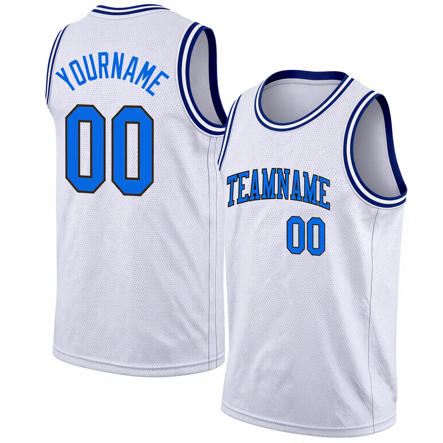 Custom White & Blue/Black Basketball City Edition Jersey
