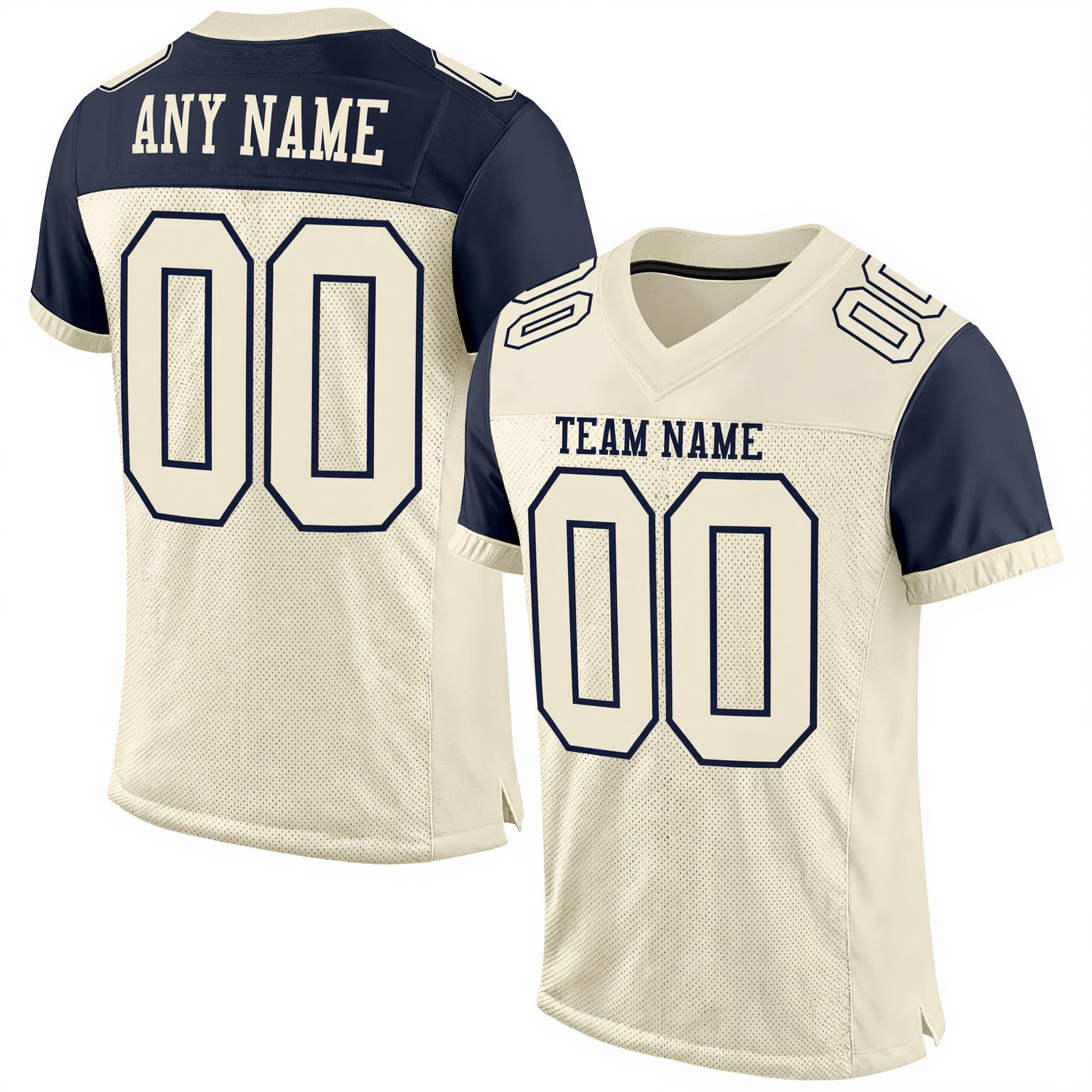 Custom Cream & Navy Football Jersey