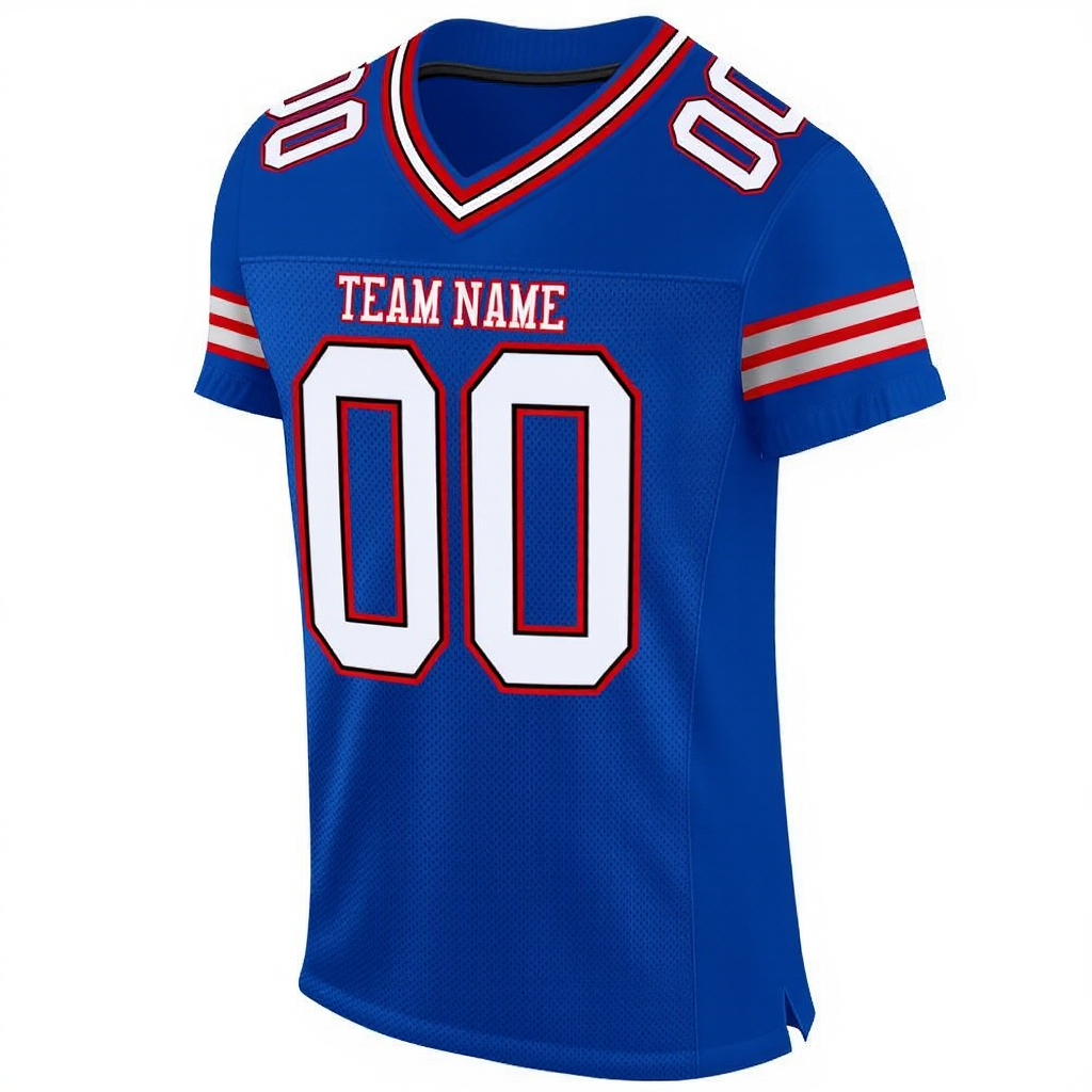 Custom Royal Blue & White/Red Football Jersey