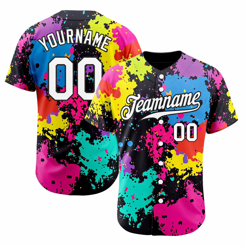 Custom Ink Splashes White&Black Baseball Jersey