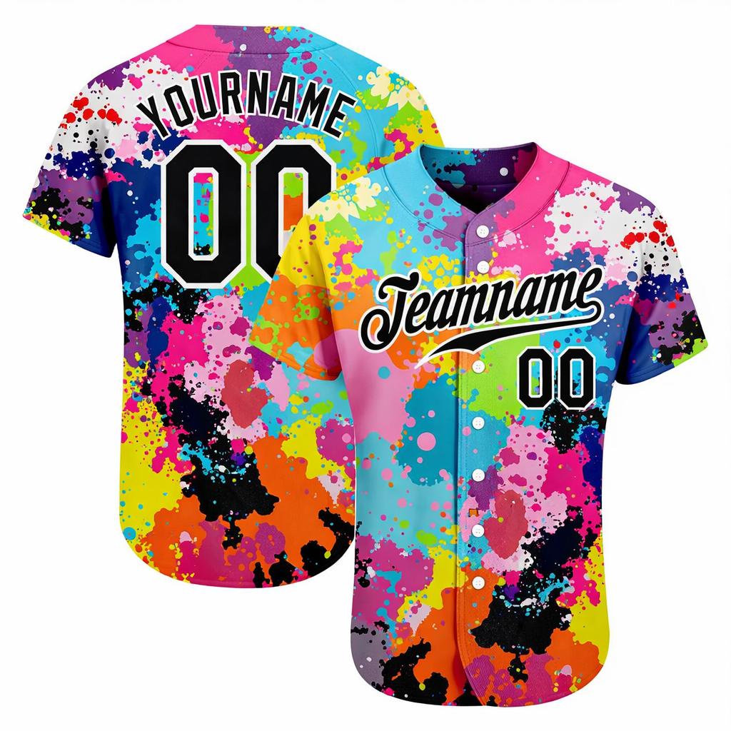 Custom Ink Splashes Black&White Baseball Jersey