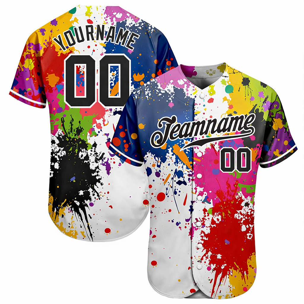 Custom Ink Splashes Black&White Baseball Jersey
