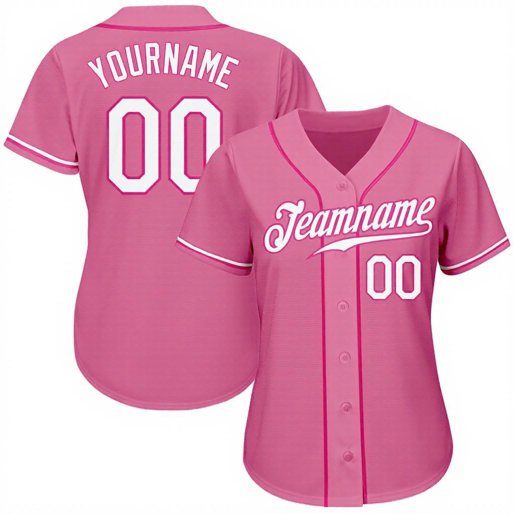 Custom Pink & White Baseball Jersey
