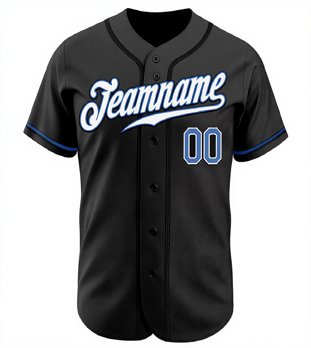 Custom Black & White/Blue Baseball Jersey