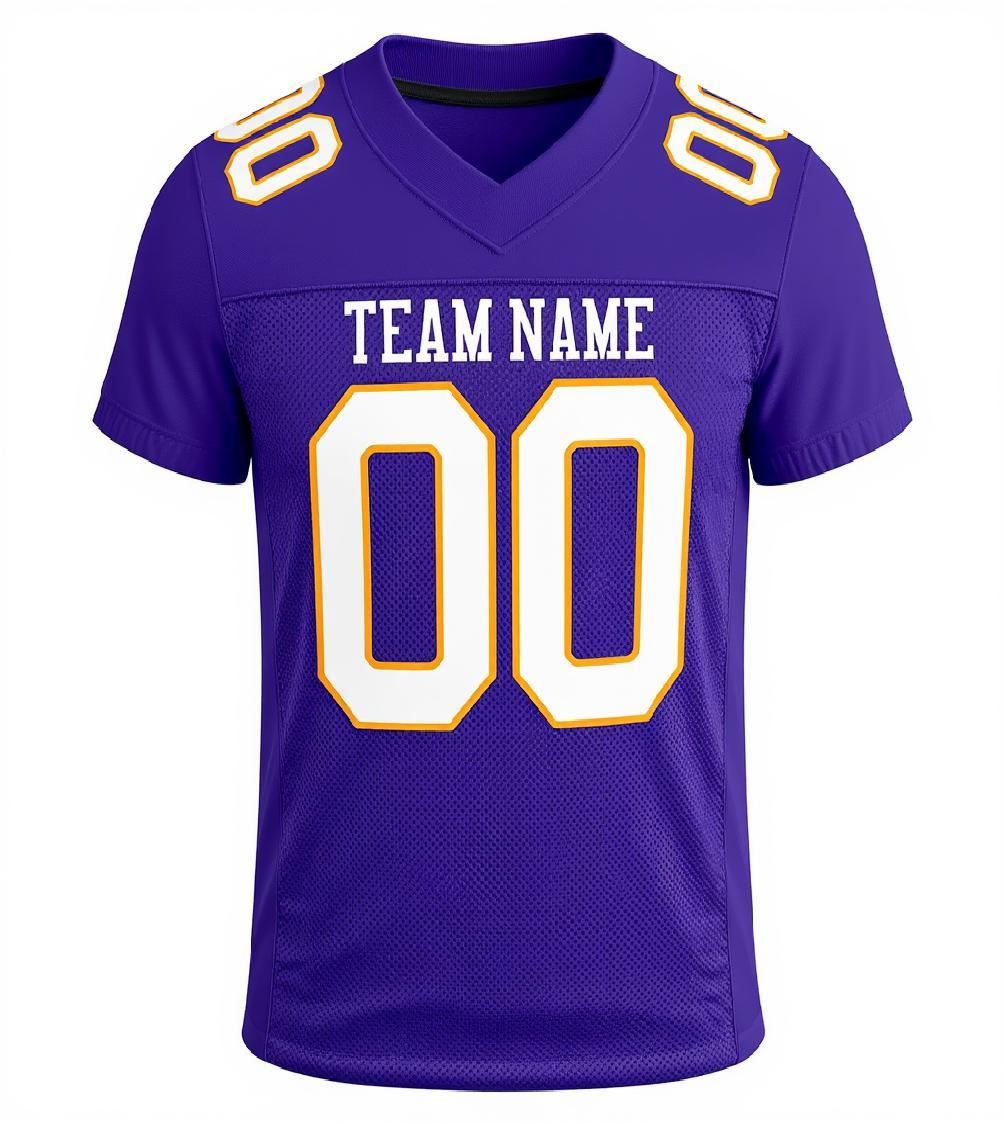 Custom Purple & White/Gold Football Jersey