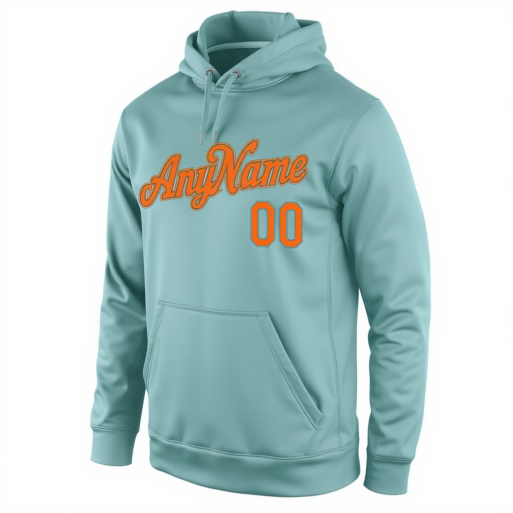 Custom Aqua & Orange Pullover Sports Sweatshirt Hoodie