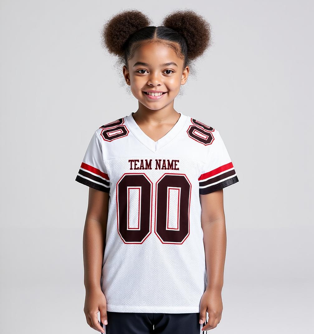 Custom White & Black/Red Throwback Football Jersey