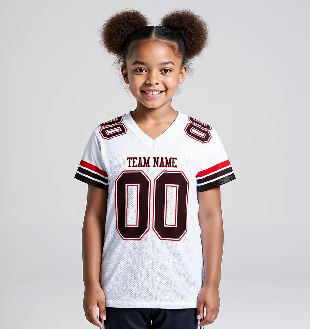 Custom White & Black/Red Throwback Football Jersey