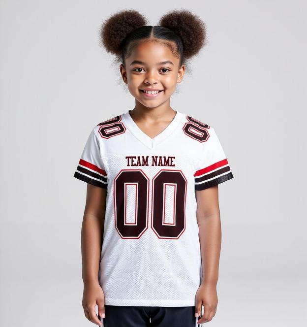 Custom White & Black/Red Throwback Football Jersey