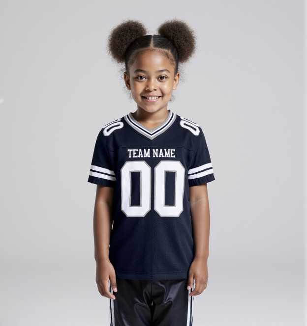 Custom Black & White/Sliver Football Jersey