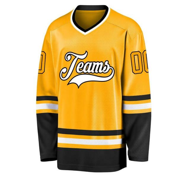 Custom Yellow & White/Black Hockey Jersey