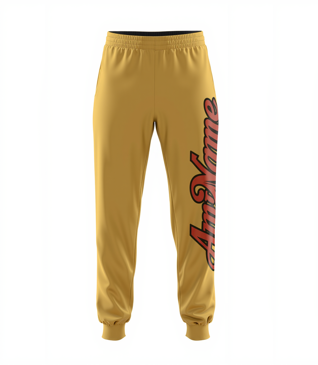 Custom Beige & Red/Black Fleece Jogger Sweatpants