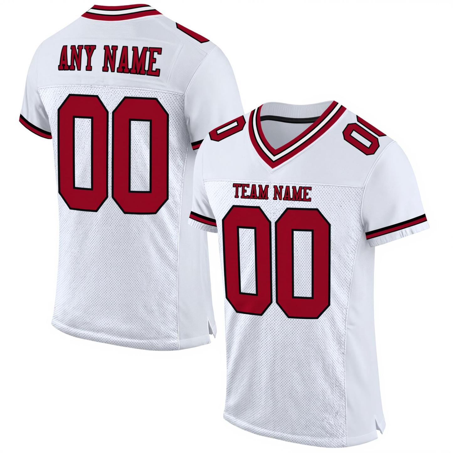 Custom White & Red/Black Football Jersey