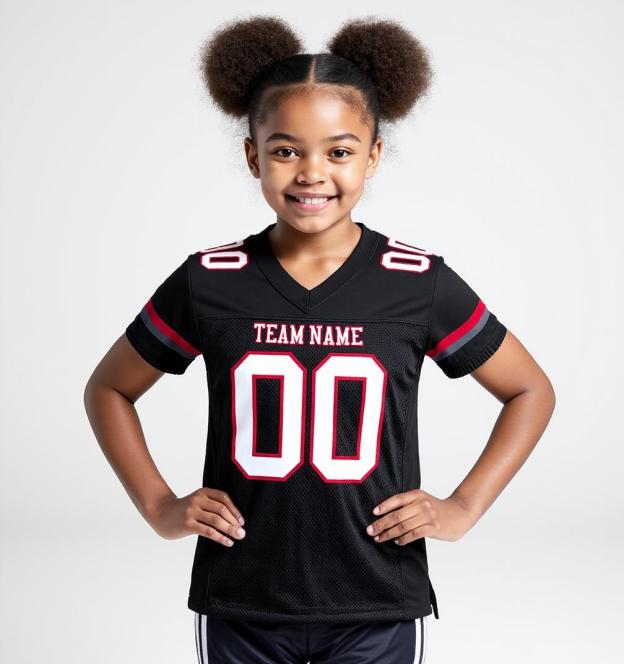 Custom Black & White/Red Football Jersey