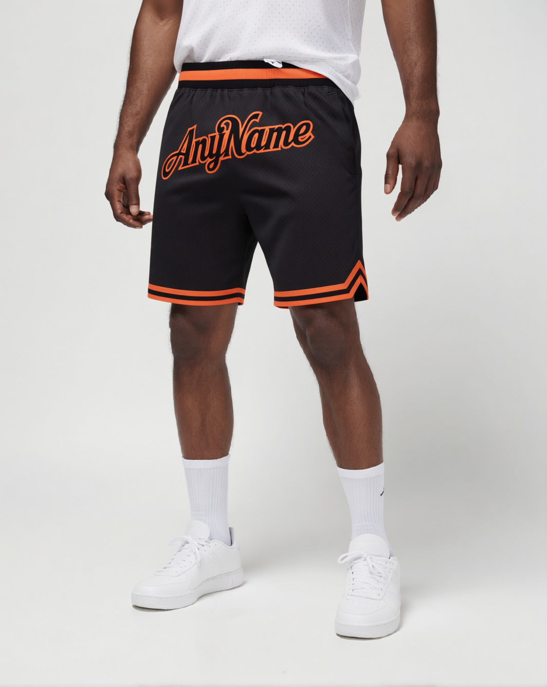 Custom Black & Orange Throwback Shorts